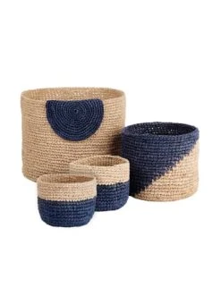 Top 10 💯 Dekoration Butlers 4-tlg. Korbset Handgefertigt Aus Raffia ISALO In Natur-Blau Günstig Kaufen 🤩