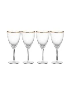 Angebote ⌛ Küche Butlers 4x Weingläser Mit Goldrand Und Rillen 280ml GOLDEN TWENTIES In Transparent Günstig Kaufen 🎉