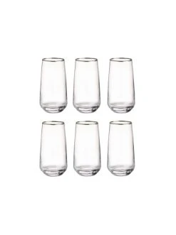 Angebote 💯 Küche Butlers 6x Longdrinkgläser Mit Silberrand 480ml TOUCH OF SILVER In Transparent Günstig Kaufen ✨