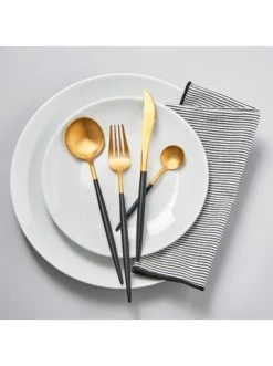 Besorgen ⭐ Küche Butlers Besteck-Set 4-tlg. Matt STILETTO In Gold-Schwarz Günstig Kaufen 👍 -Butlers Geschaft butlers besteck set 4 tlg matt stiletto in gold schwarz 3