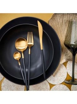 Besorgen ⭐ Küche Butlers Besteck-Set 4-tlg. Matt STILETTO In Gold-Schwarz Günstig Kaufen 👍 -Butlers Geschaft butlers besteck set 4 tlg matt stiletto in gold schwarz 4