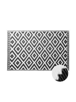 Bestpreis 🎉 Heimtextilien Butlers In- & Outdoor-Teppich Ethno Rauten L 180 X B 118cm COLOUR CLASH In Schwarz-Weiß Günstig Kaufen 🔔