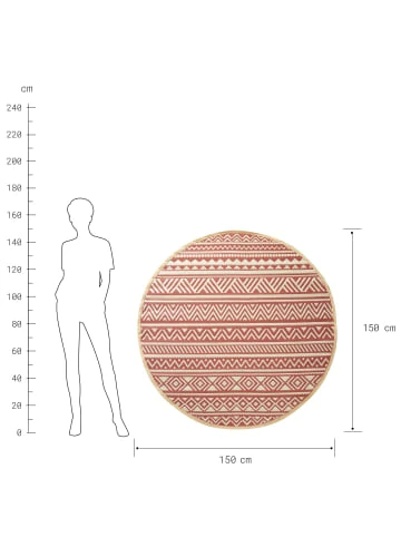 Bester Verkauf ❤️ Heimtextilien Butlers In- & Outdoor-Teppich Streifen Ø150cm COLOUR CLASH In Hellrot-Creme Günstig Kaufen 👏 5 Bester Verkauf ❤️ Heimtextilien Butlers In- & Outdoor-Teppich Streifen Ø150cm COLOUR CLASH In Hellrot-Creme Günstig Kaufen 👏 – Bild 3