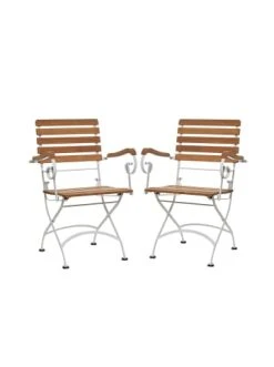 Neu ⌛ Garten & Balkon Butlers Klappstuhl Mit Armlehnen 2er-Set PARKLIFE In Weiß-Natur Günstig Kaufen 😍