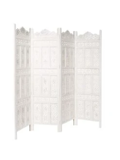 Schlussverkauf 🥰 Möbel Butlers Paravent, Geschnitzt B 180 X H 176cm ESTELLA In Weiß Günstig Kaufen 🥰