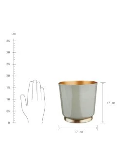 Aktion 🔥 Dekoration Butlers Pflanztopf Ø17cm EMILIE In Hellgrau-Gold Günstig Kaufen 🔔 -Butlers Geschaft butlers pflanztopf o17cm emilie in hellgrau gold 2