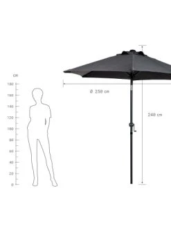 Besorgen 🎁 Garten & Balkon Butlers Sonnenschirm Mit Kurbel Ø250m SIESTA In Anthrazit Günstig Kaufen 🔔 -Butlers Geschaft butlers sonnenschirm mit kurbel o250m siesta in anthrazit 2
