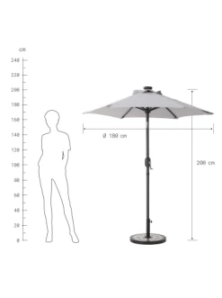 Blitzangebot 🥰 Garten & Balkon Butlers Sonnenschirm Mit LED-Solar-Lichter Ø180cm SUN & STARS In Hellgrau Günstig Kaufen 🎁 -Butlers Geschaft butlers sonnenschirm mit led solar lichter o180cm sun and stars in hellgrau 1