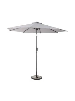 Budget 💯 Garten & Balkon Butlers Sonnenschirm Mit LED-Solar-Lichter Ø270cm SUN & STARS In Hellgrau Günstig Kaufen 🎁