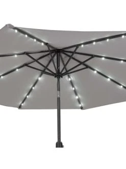 Budget 💯 Garten & Balkon Butlers Sonnenschirm Mit LED-Solar-Lichter Ø270cm SUN & STARS In Hellgrau Günstig Kaufen 🎁 -Butlers Geschaft butlers sonnenschirm mit led solar lichter o270cm sun and stars in hellgrau 5